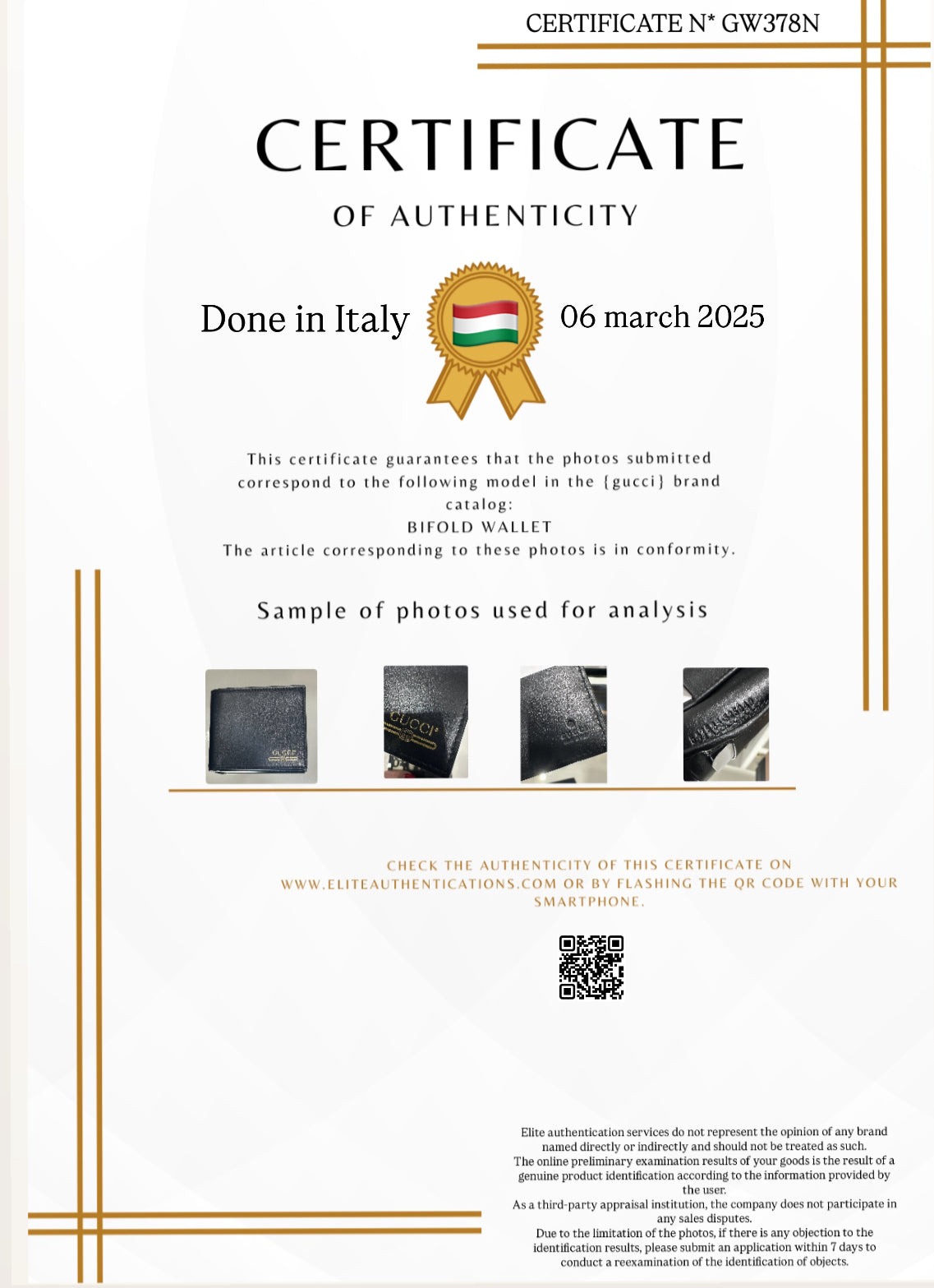AUTHENTICITY CERTIFICATE