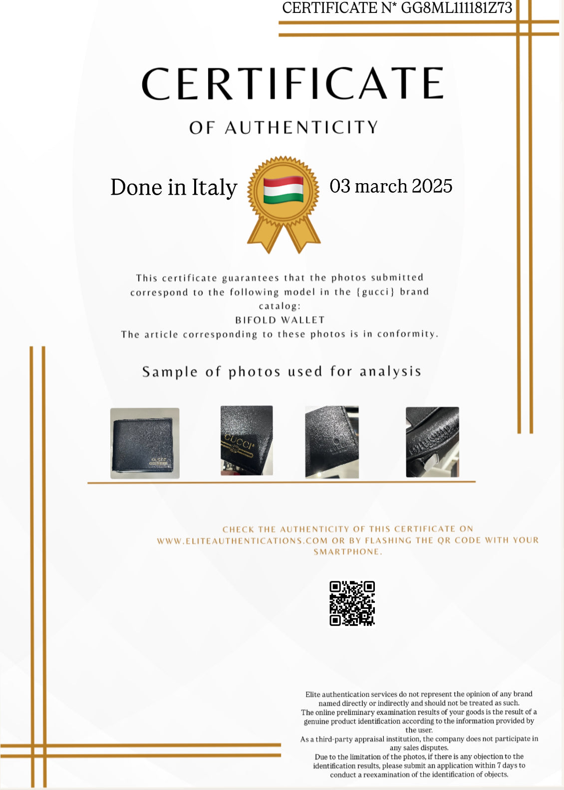 AUTHENTICITY CERTIFICATE