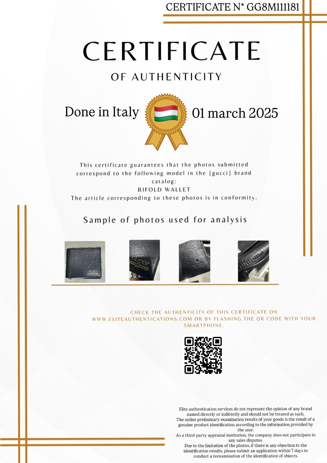 AUTHENTICITY CERTIFICATE
