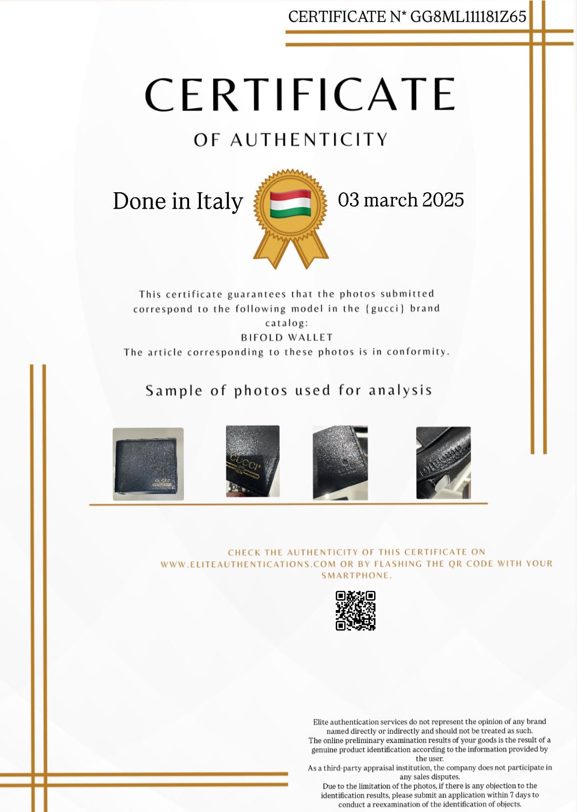 AUTHENTICITY CERTIFICATE