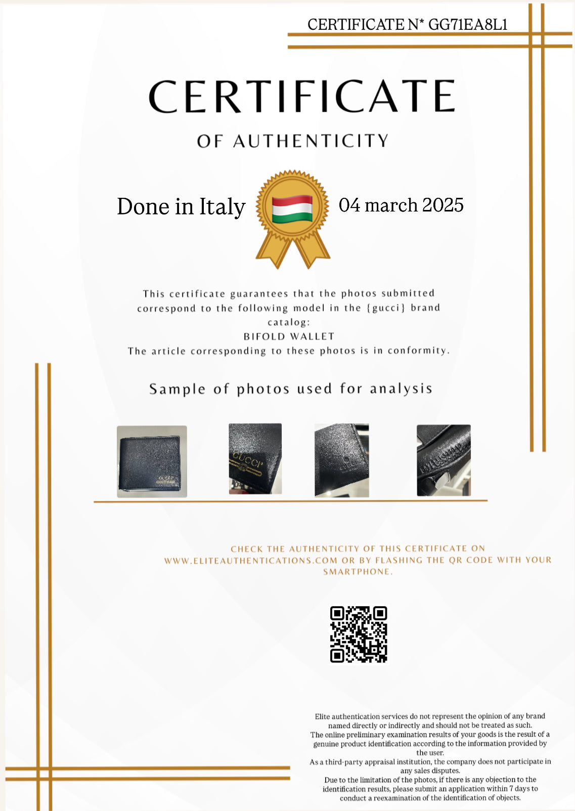 AUTHENTICITY CERTIFICATE