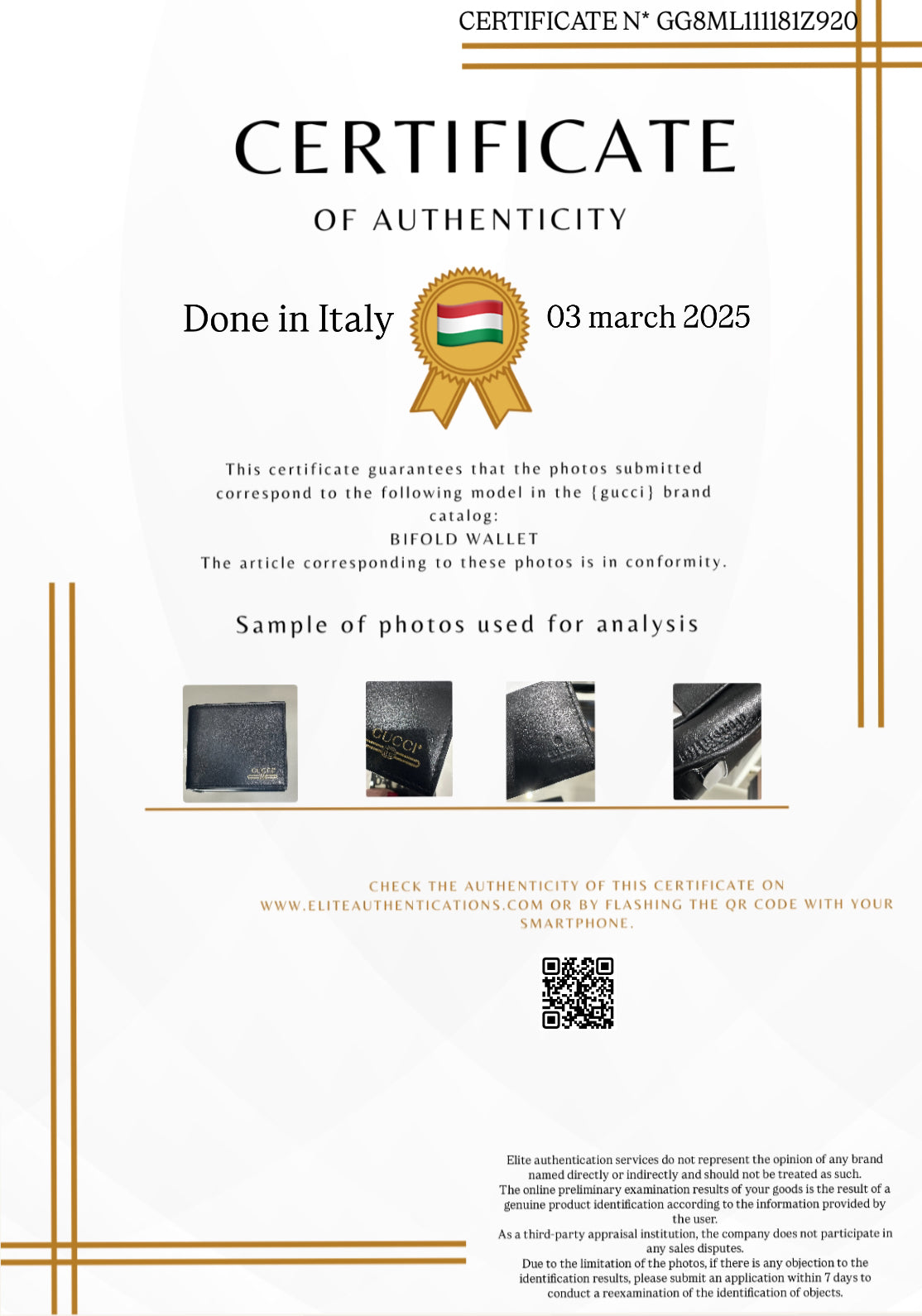 AUTHENTICITY CERTIFICATE