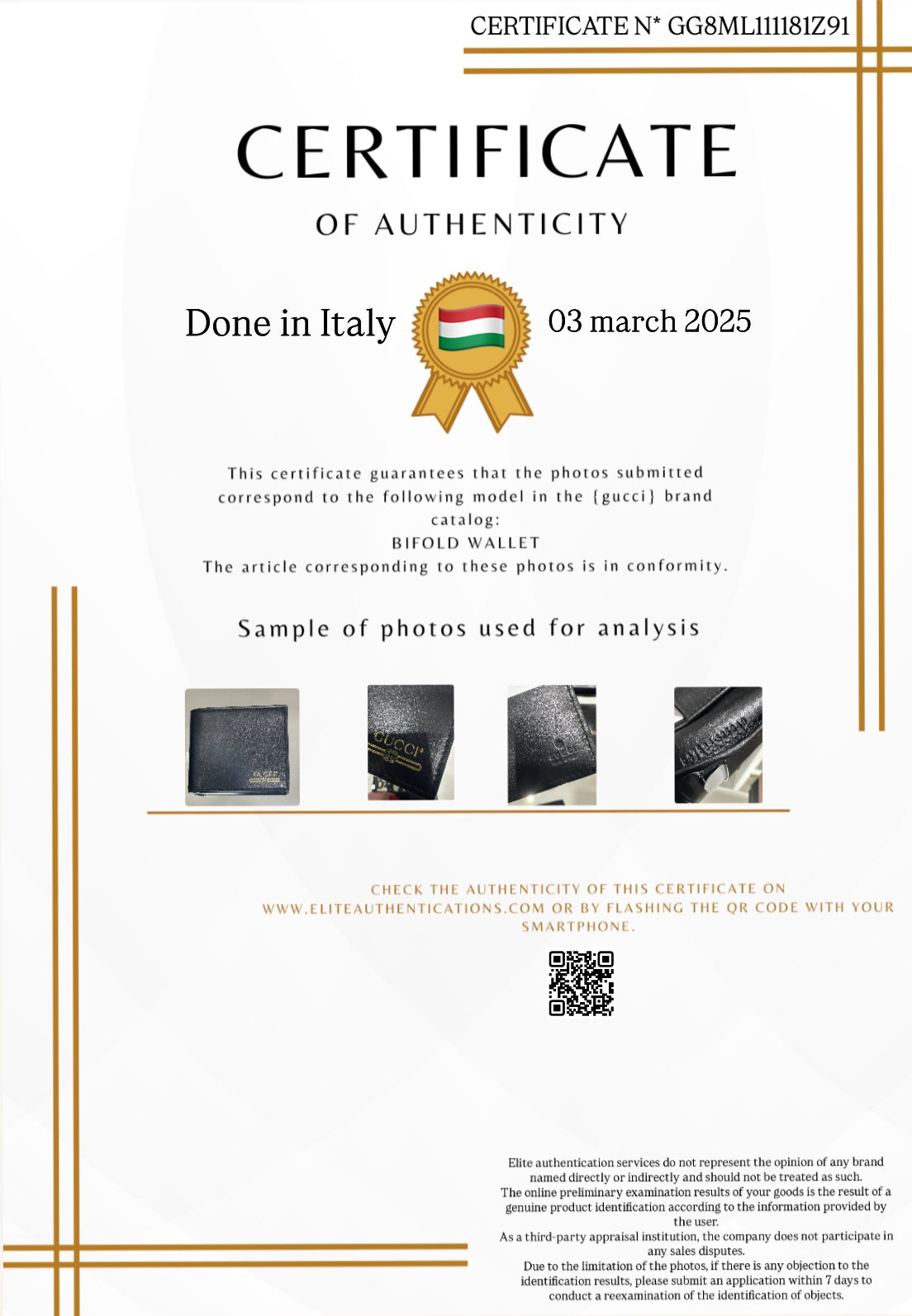 AUTHENTICITY CERTIFICATE